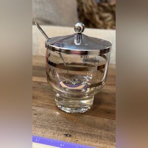 VTG Glass 3 piece set SWEET N LOW sugar holder container canister w/ spoon & lid